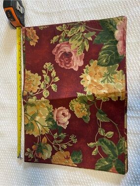 Vintage Burgundy Floral Canvas Fabric Placemat, 4Pc Bundle